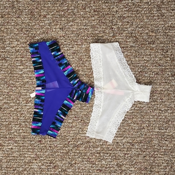 Pink victorias secret extra low rise lace cheeksters M bundle - Picture 2 of 3